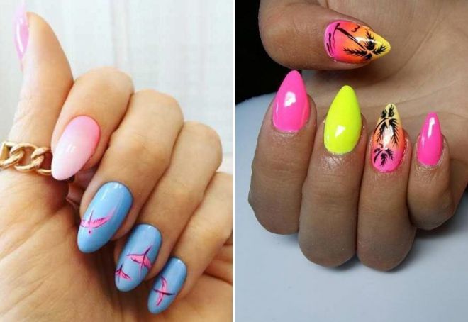 neon manicure with design 2019