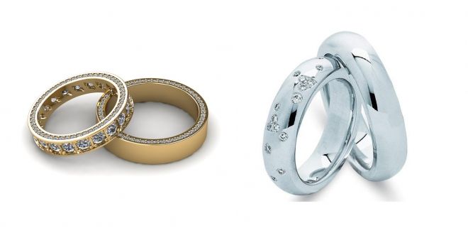 парные обручальные кольца с бриллиантами