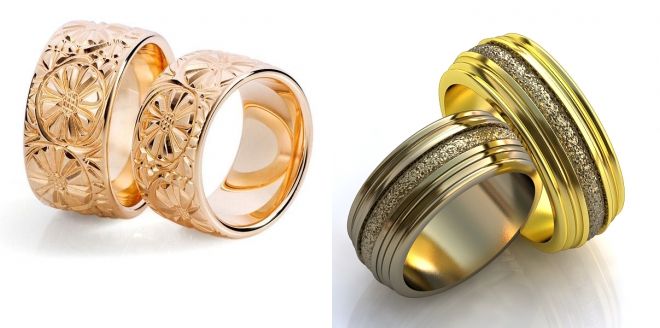красивые парные обручальные кольца из золота