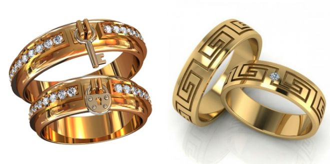 парные обручальные кольца из золота
