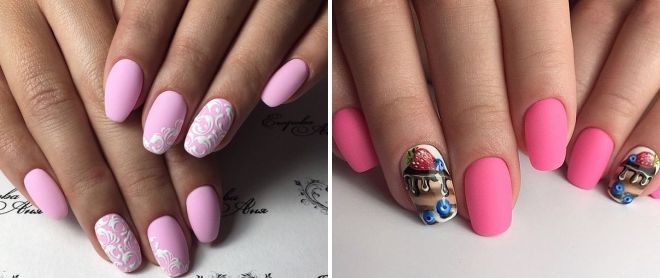pink matte manicure 2019