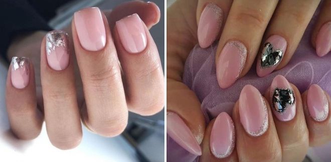 pink with silver manicure 2019