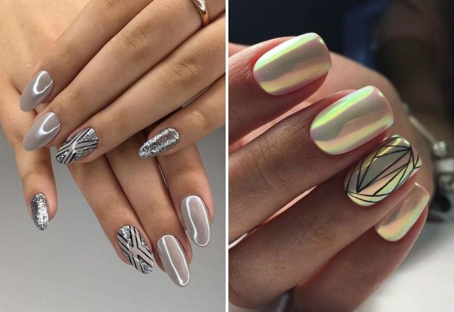 trendy geometry design on nails
