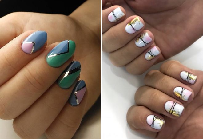 stylish nail design with geometry