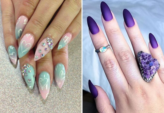 ombre design on sharp nails