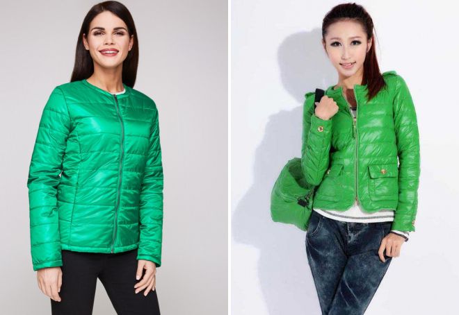 женская зеленая куртка