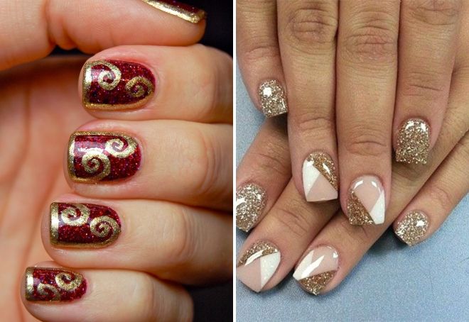 golden manicure for short nails