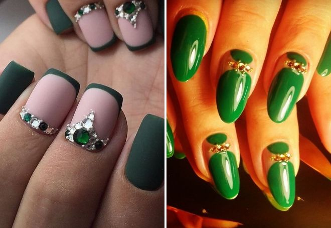 manicure under a green dress to the floor