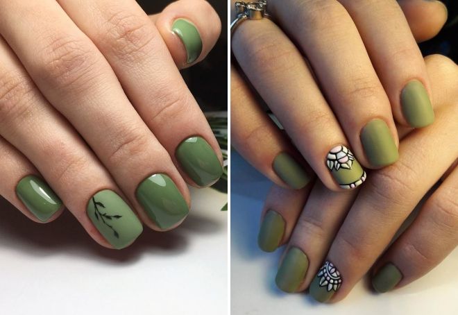 зеленый маникюр на короткие ногти