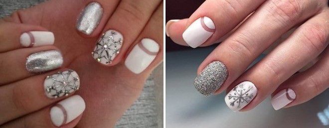 white manicure with snowflakes