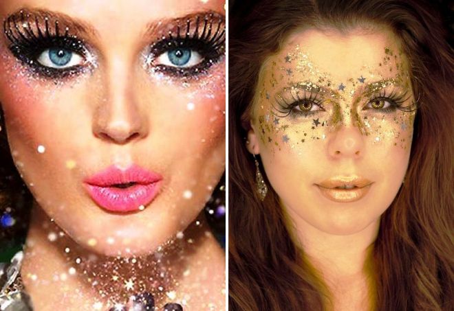 New Year's makeup with sparkles