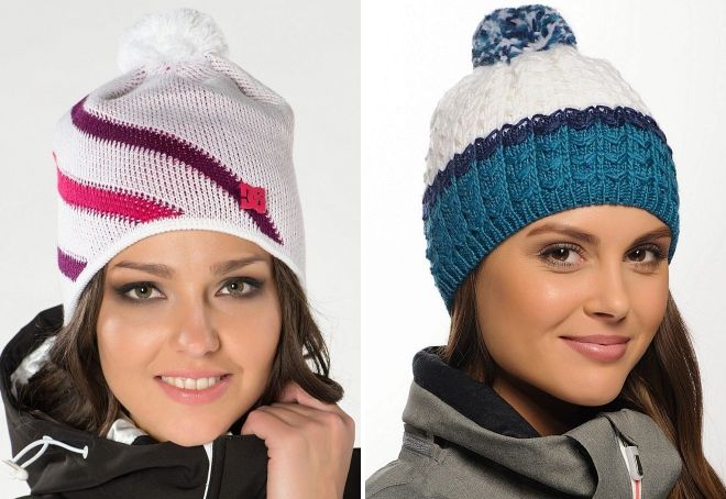 зимние вязаные шапки для девушек