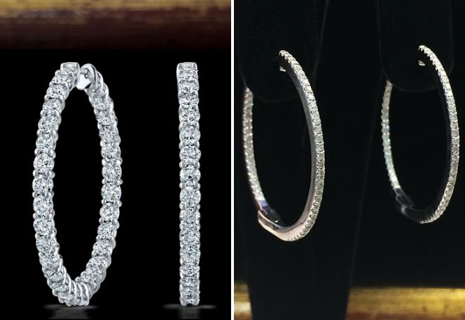золотые серьги-кольца с бриллиантами