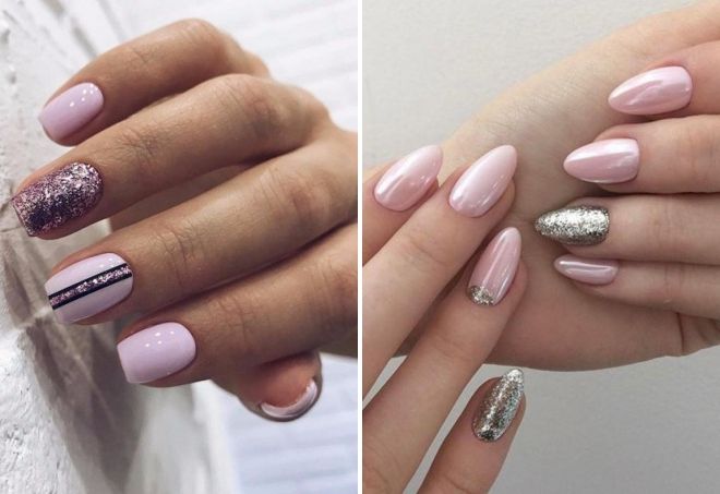 pale pink glitter nails