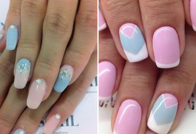 pale pink and blue manicure