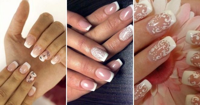French manicure with a pattern 2019 pattern