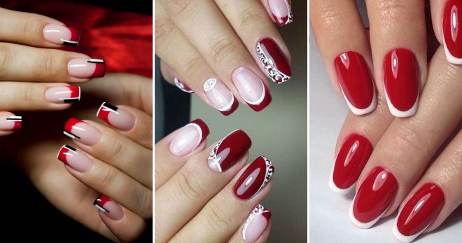 Red french manicure 2019 idea