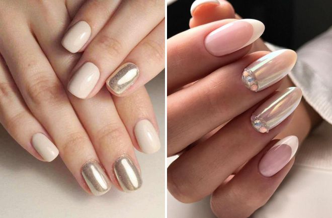 beige manicure with rubbing