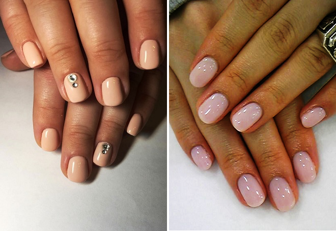 beige manicure for short nails