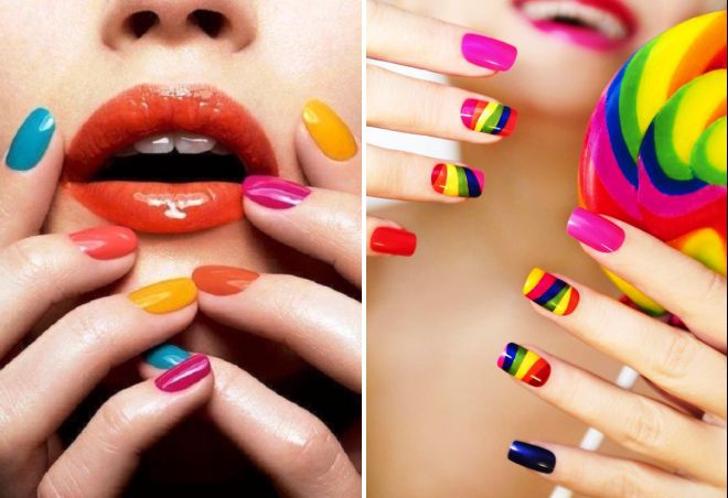 bright multicolored nail design
