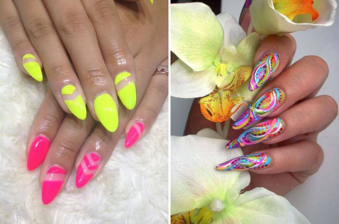 manicure for long nails bright design