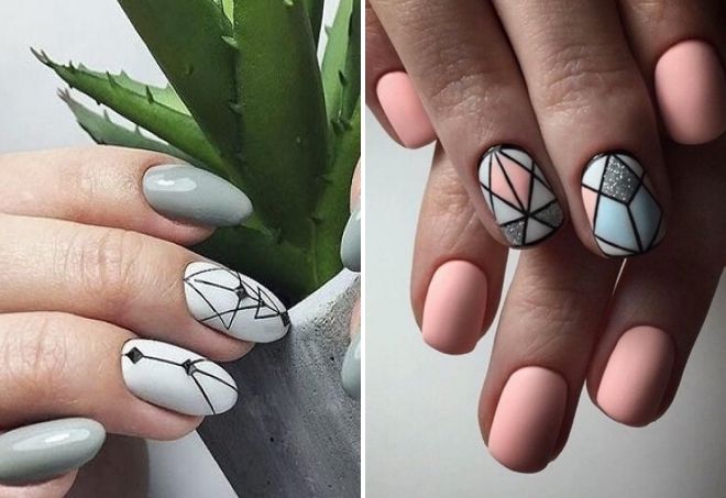 Manicure with geometry in pastel colors