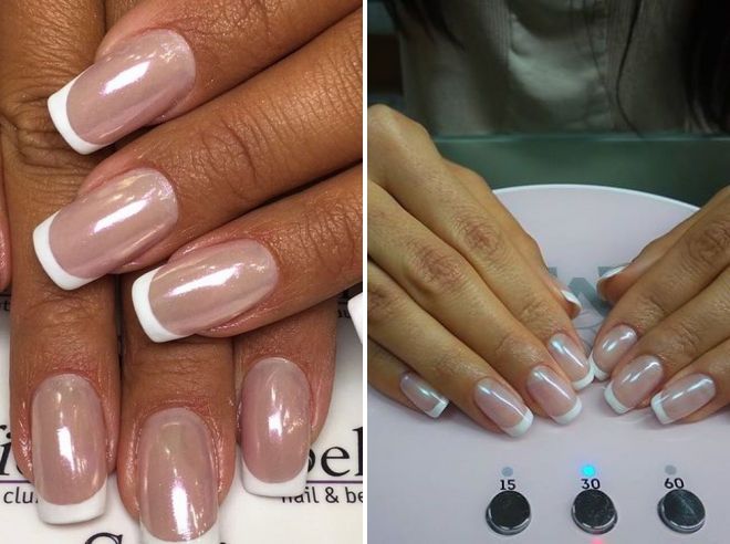 french manicure with pearl rub