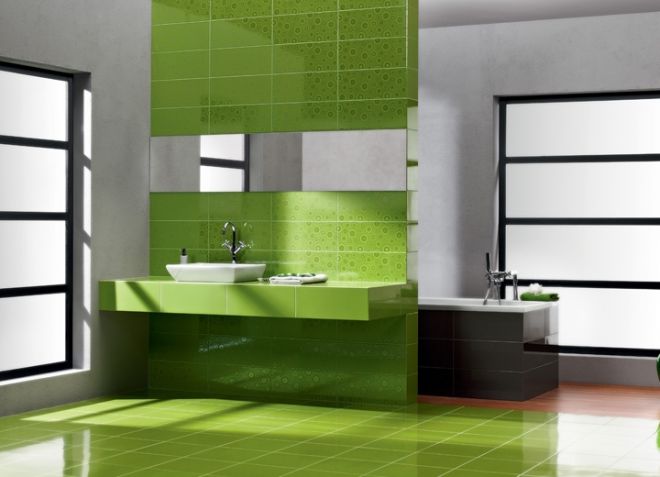 дизайн ванной зеленый цвет