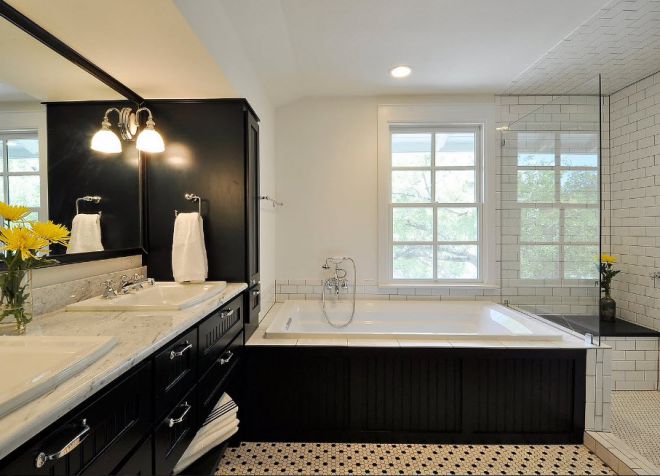 черно белая ванная комната дизайн