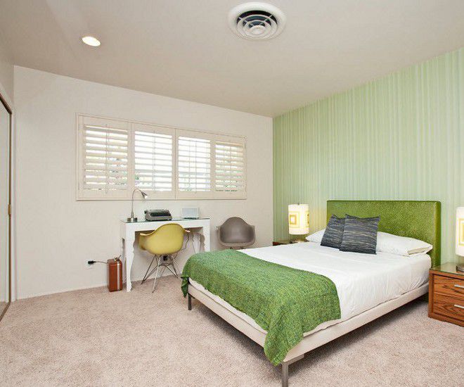 зеленок комбинирование в спальне светлое