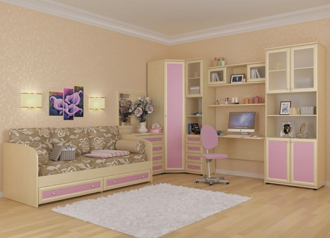 Мебель для девочки в маленькую комнату