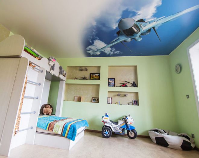 потолок в детской комнате для мальчика