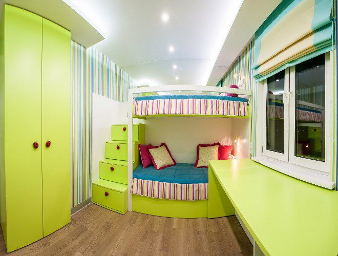 мебель в детской комнате для двух детей двухъярусная кровать