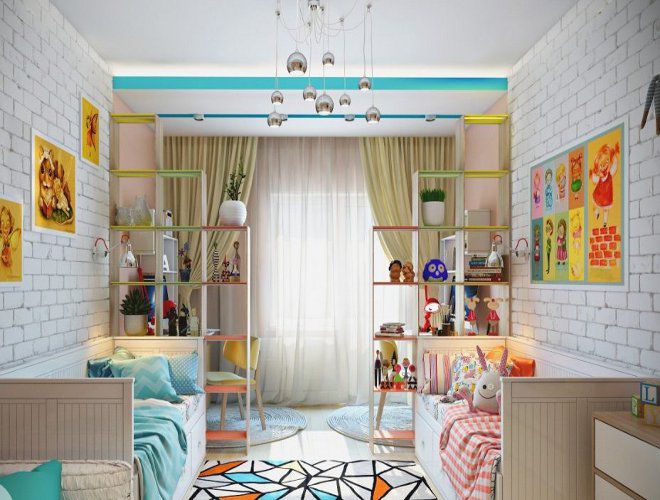 мебель в детской комнате для двух детей две кроватки