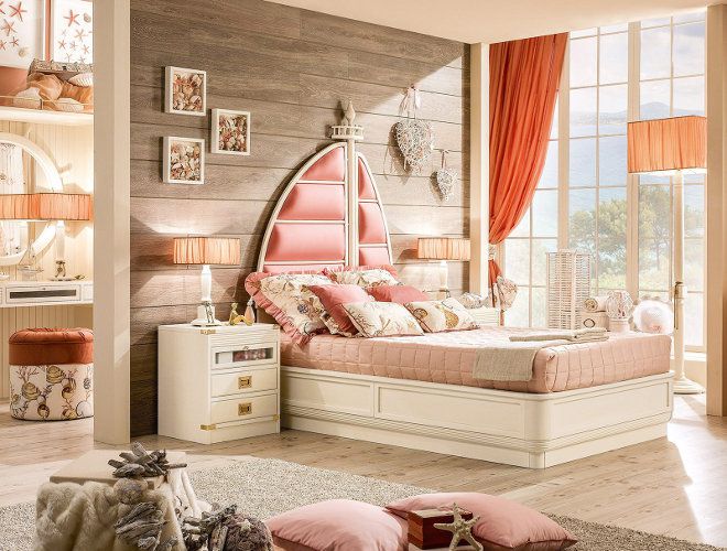 мебель для детской комнаты в морском стиле розовая
