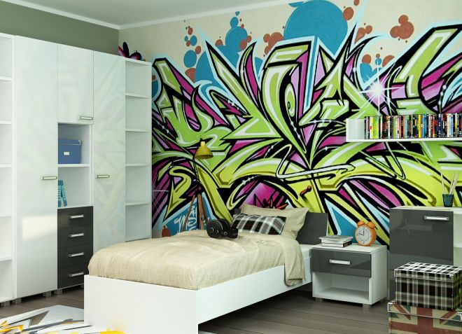 Граффити в интерьере комнаты подростка