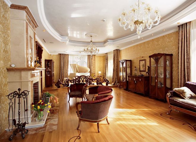 гостиная в доме в классическом стиле