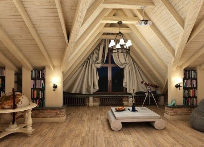 дизайн мансардного этажа в деревянном доме