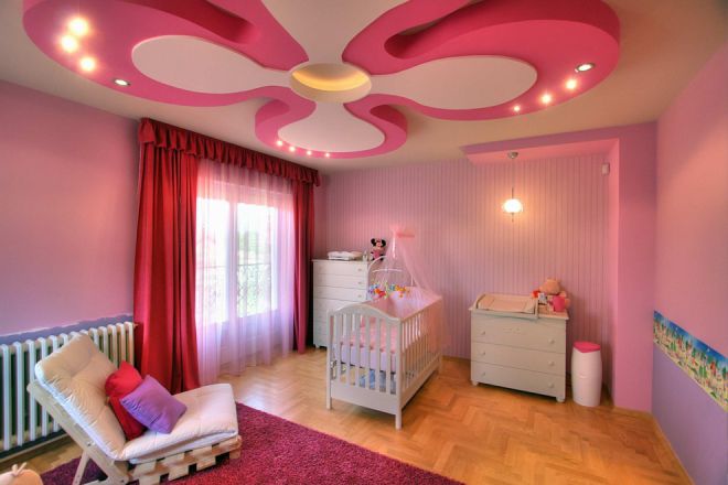 Потолок в детской комнате для девочки