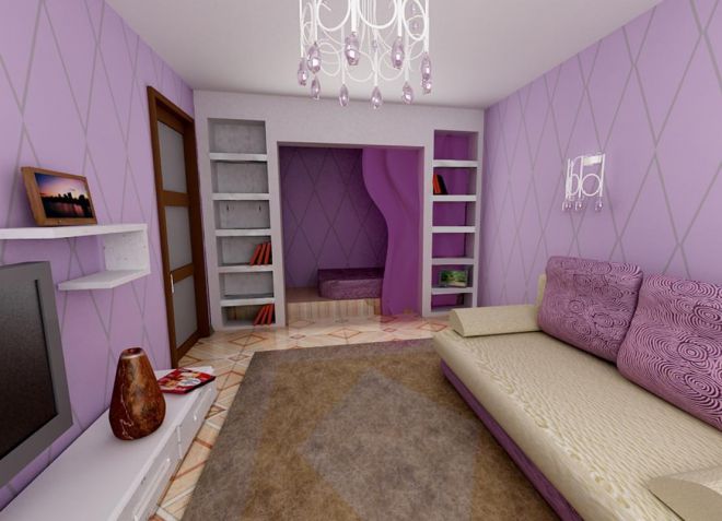 Дизайн небольшой гостиной-спальни