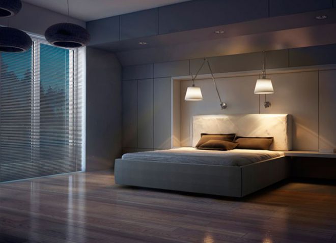Дизайн освещения в спальне в современном стиле