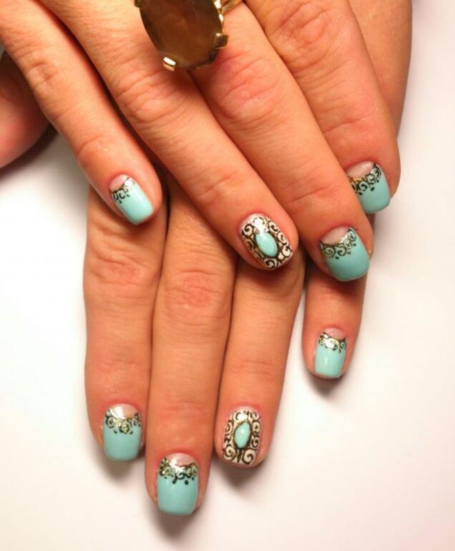 french nail design with pattern three