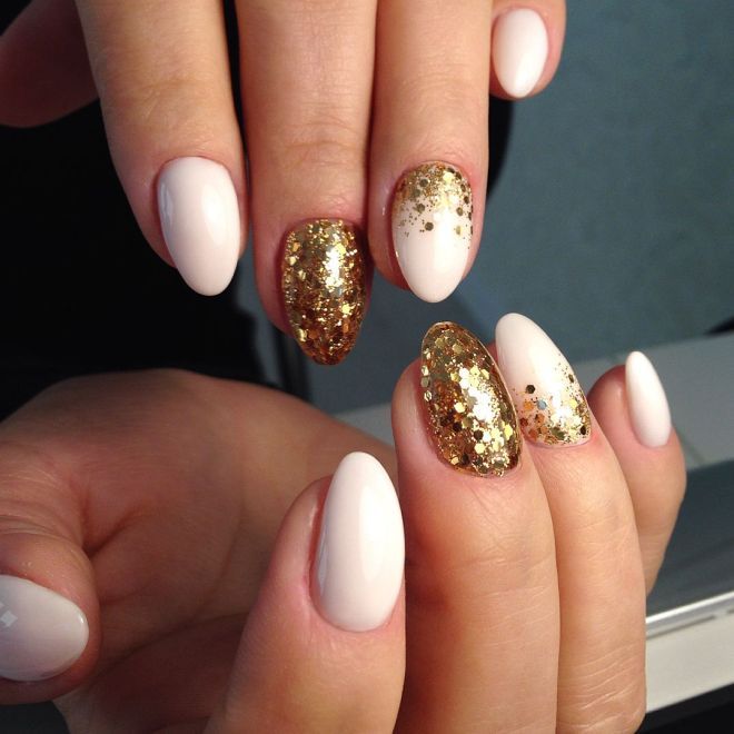 Manicure for short nails almond-shaped five