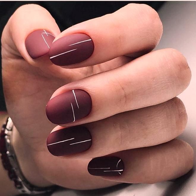 Burgundy manicure for short nails five