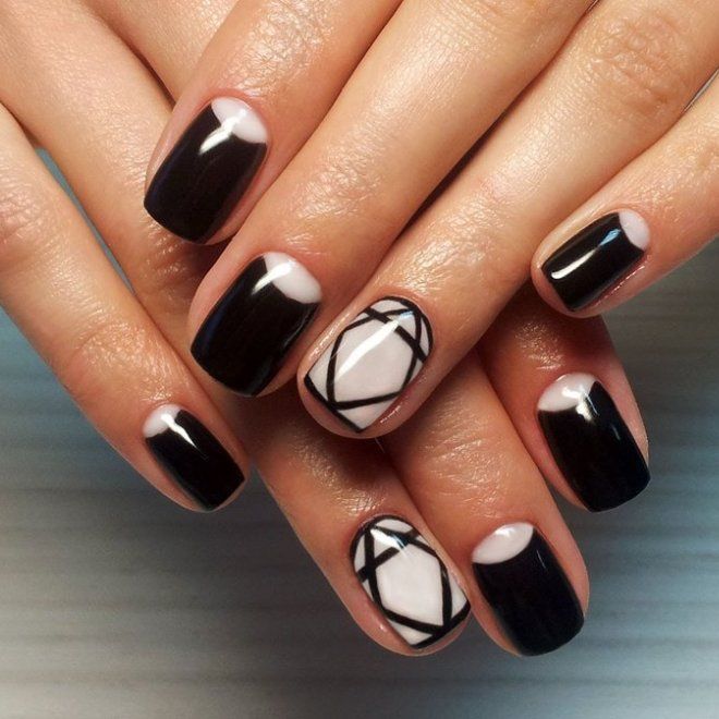 Black manicure for short nails