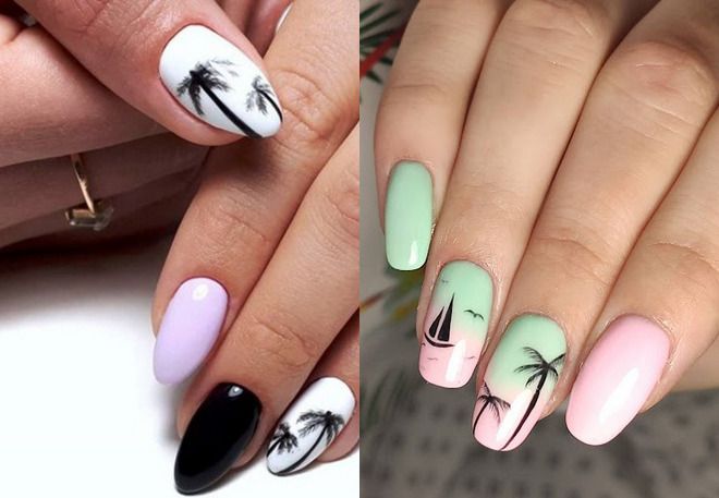 summer manicure for long nails with a pattern