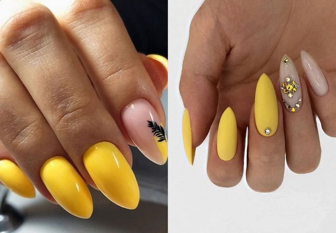 yellow manicure for long nails