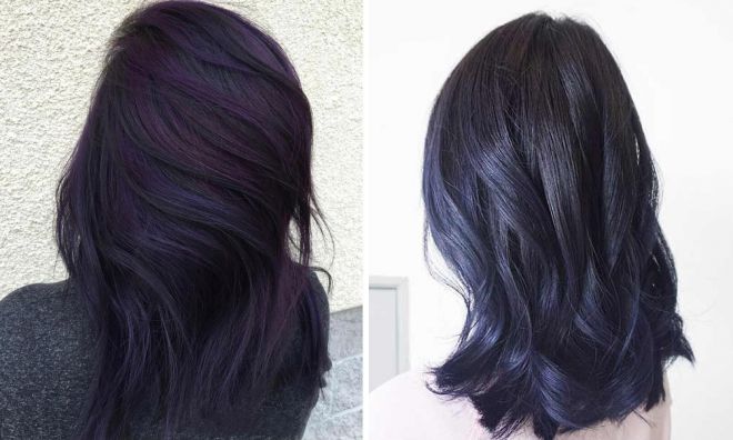 черно фиолетовые волосы