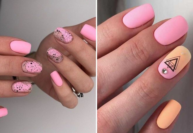 pink spring manicure for short nails