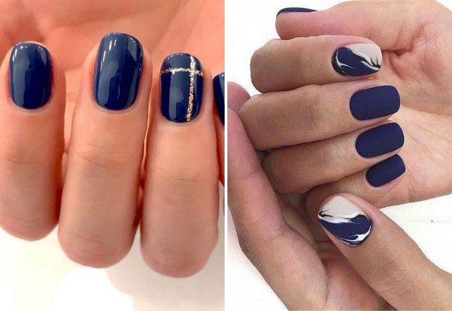blue spring manicure for short